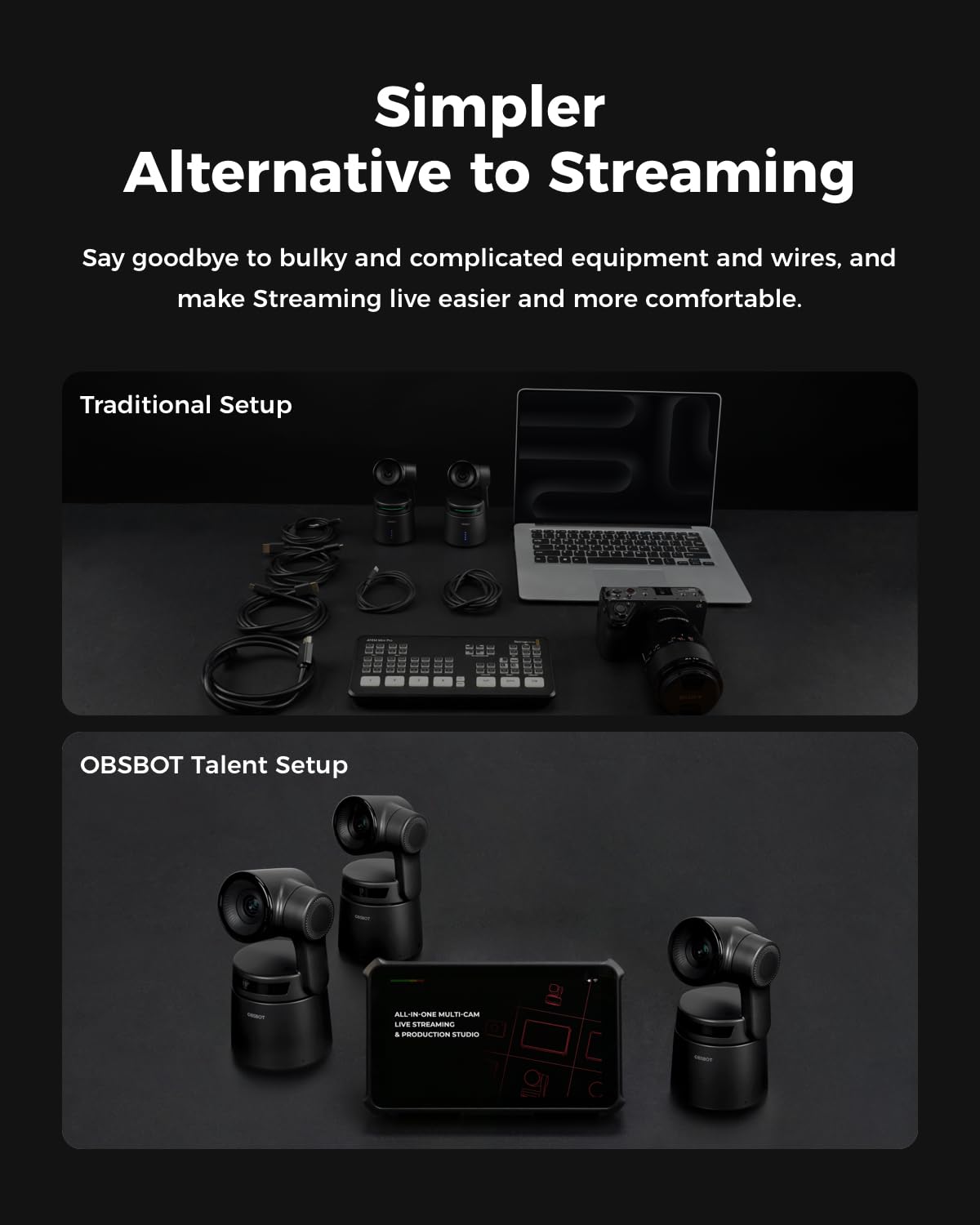 OBSBOT Talent Video Switcher Monitor Encorder Recorder All in One Video Mixer with 7 Video Inputs, Live Streaming to NDI/RTMP/SRT/YouTube and Others Platforms via Wi-Fi, 4G LTE, Ethernet, USB Port.