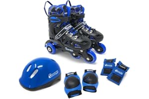Chicago Inline Training Roller Skates with Protective Gear for Kids – Durable, Top Performance Roller Blades - Wrist Guards, Kneepads & Backpack– Padded High-Top Boots,64mm Wheels - Indoor/Outdoor Use