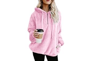 Yanekop Womens Oversized Hoodies Sherpa Sweatshirts Fuzzy Fleece Pullover Fluffy Outerwear With Pockets