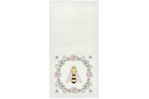 Naanle Stylish Vintage Honey Bee Flowers Soft Highly Absorbent Guest Large Home Decorative Hand Towels Multipurpose for Bathroom, Hotel, Gym and Spa (16 x 30 Inches,Beige)