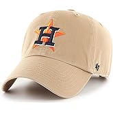 47 Brand MLB Khaki Primary Logo Clean Up Adjustable Strap Baseball Dad Hat Cap, Adult One Size Fits All