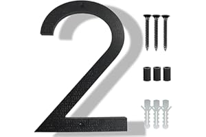 YIPUKIYI 8 Inch Floating Modern House Numbers For Outside Large House Numbers For Outside, Black Shadow Modern Home Address numbers With Easy Mounting Nail Kits For Outside, Visibility Number 2