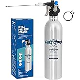 FIRSTINFO 650 mL Aluminum Refillable Pressure Fluid Spray Can, 110 PSI | Two-way nozzle &bull; Universal valve stem &bull; Aerosol &bull; Pneumatic compressed air sprayer &bull; Taiwan patent design