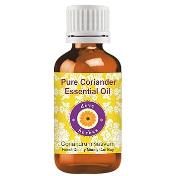 Deve Herbes Pure Coriander Essential Oil (Coriandrum sativum) Therapeutic Grade Steam Distilled 10ml
