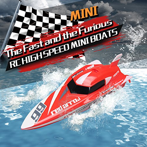 YIFAN Remote Control Boat, Kids Adults Mini High-Speed Series RC Boats for Pool and Lakes Outdoor Use, 5.9"x2"x1.4"(Red)
