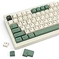 130 Keys MDA Profile Keycaps Set, Green Japanese PBT Keycaps, Dye-Sub Custom Retro Keycap ANSI/ISO Layout Cherry MX for Mechanical Keyboard (Botanical Theme)