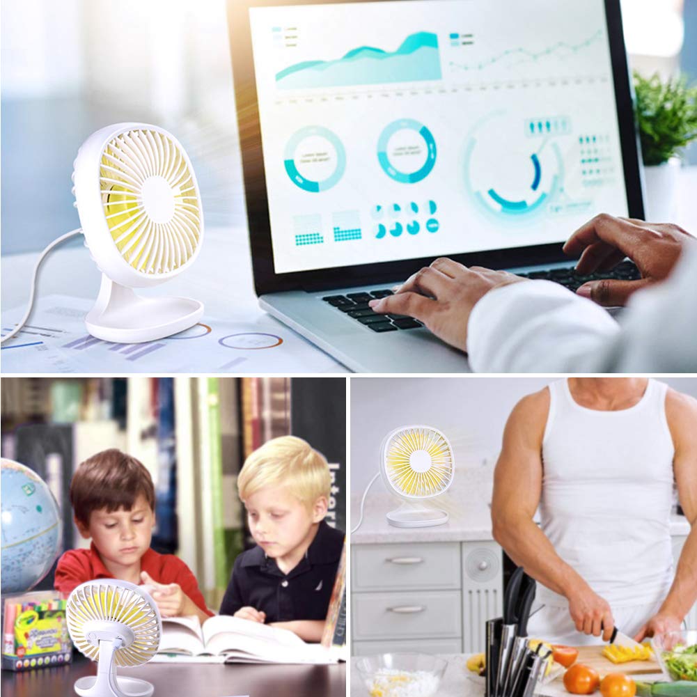AYOUYA Desk Fan USB Fan Strong Wind Cooling Fan with Adjustable Head, 3 Speeds, Mini Size Desktop Fan Table Fan Computer Fan for Home Office Outdoor Travel