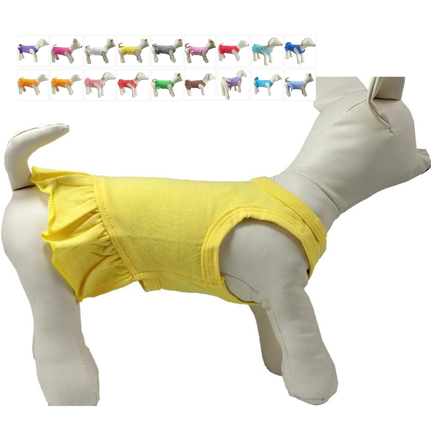 Pet Clothes Small Dog Clothing Blank Color Sport Dress T-Shirts Tee Dresses Tanks Top for Small Size Female Dogs Summer Spring Pet Costumes 100% Cotton (XL, Yellow)