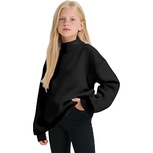 Mock Neck Sweatshirt for Girls Turtleneck Sweater Long Sleeve Pullover Tops | Back To School Outfits,Cute Preppy Mock Neck Sw