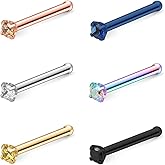 Ruifan 6-18PCS 22G Surgical Steel Mix Color Diamond CZ Nose Stud Rings Bone Pin Piercing Jewelry 1.5mm 2mm 2.5mm 3mm