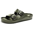 FUNKYMONKEY Men's Comfort Slides Double Buckle Adjustable EVA Flat Sandals