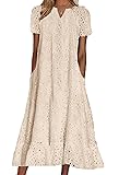 chouyatou Women Summer Ruffle Hem Floral Lace
