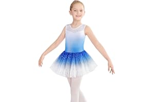 Girls Gymnastics Leotards with Skirt Ballet Tutu Dance Dress Toddler Kid Flutter Sleeve Mermaid Gymnastic Dancewear 2-11Y