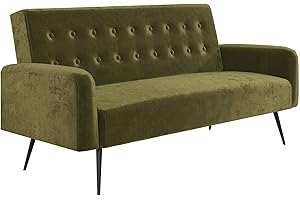 Novogratz 2360979N Z Stevie, Convertible Sofa Bed Couch, Green Velvet Futon