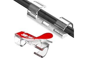 AFFAVON 100Pcs Clear Adhesive Cable Clips,Wire Clips Cord Holder Cable Management Finisher Wire clamp for Light,Desk,Desk,Wall,TV PC Ethernet Wire Hider for Cords Max.1/4"