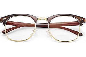 COASION Vintage Semi-Rimless Clear Glasses Fake Nerd Horn Rimmed Eyeglasses Frame