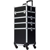 Gdsshuhung Rolling Makeup Case Large Cosmetic Train Case 360&deg; Wheels | For nail techs, estheticians, cosmetology &amp; salon travel; lockable compartments keep beauty supplies neatly organized