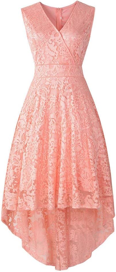 iQKA Women Sleeveless V Neck Mini Dress Vintage Lace Solid Vintage Country Rock Cocktail Dress Vestido