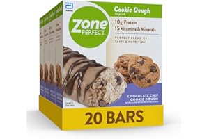 ZONE PERFECT ZonePerfect Protein Bars | 10g Protein | 15 Vitamins & Minerals | Nutritious Snack Bar | Chocolate Chip Cookie Dough | 20 Bars