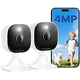 VSMAHOME 4MP Outdoor Indoor Cameras for Home Security, Outdoor Security Camera Indoor, 2.4g/5g Cameras for House/Pet/Baby, Plug and Play, Support 128G Card Storage (Not Included), Wired, 2PCS