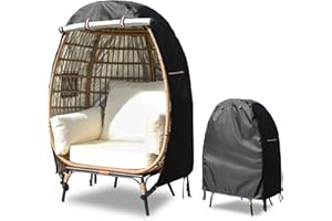 okcool Outdoor Egg Chair Cover,Waterproof Egg Chair Cover with Zipper for Wicker Patio Basket Chair(Black,Fits 43" L *25" W*55.1" H Egg Chair)