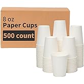RACETOP 8 oz 500 Pack Disposable Paper Coffee Cups, Disposable Paper Cups, Hot Coffee Cups for Office, Party, Home