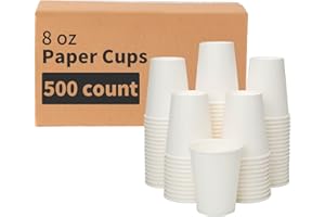 RACETOP 8 oz 500 Pack Disposable Paper Coffee Cups, Disposable Paper Cups, Hot Coffee Cups for Office, Party, Home