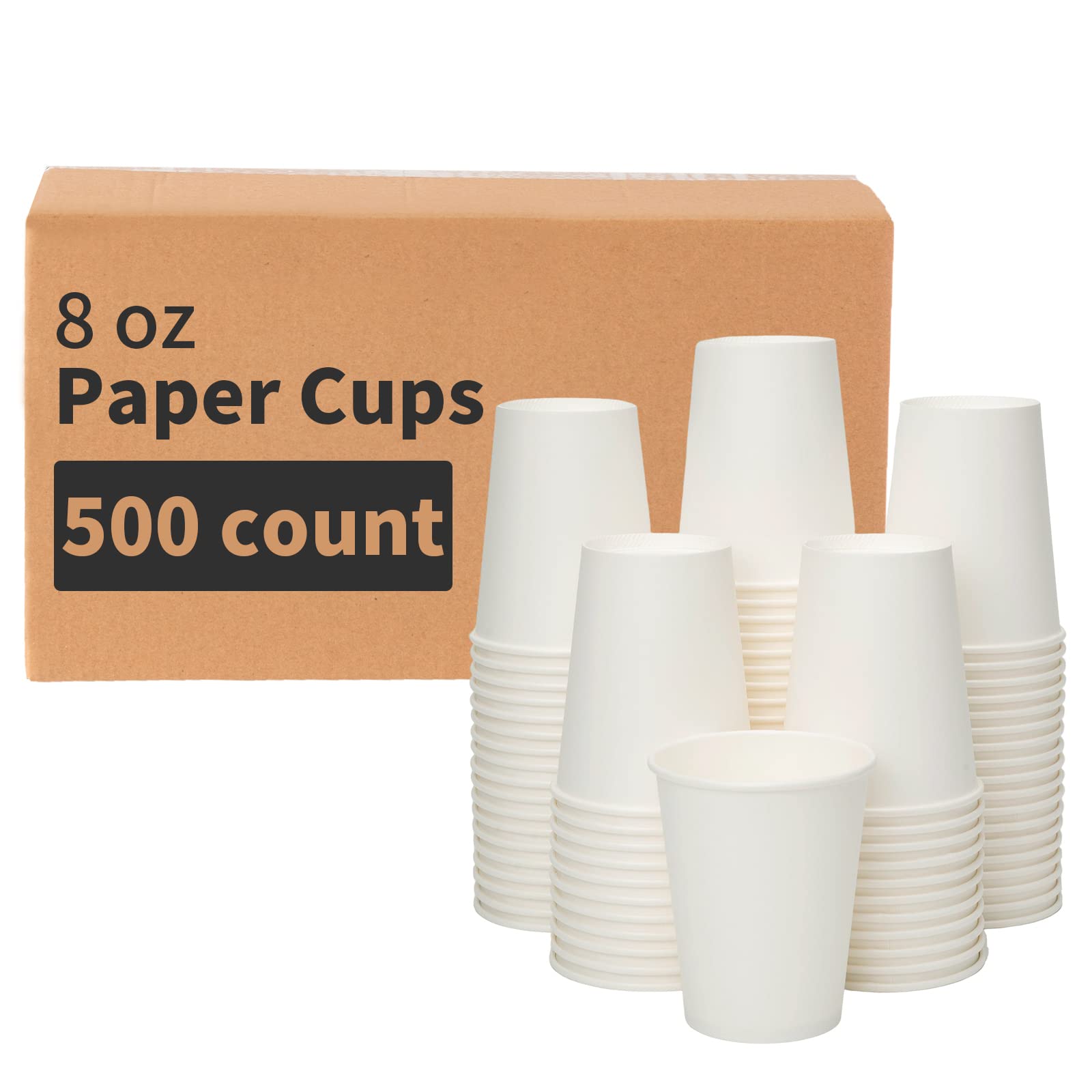 Photo 1 of RACETOP 8 oz 500 Pack Disposable Paper Coffee Cups, Disposable Paper Cups, Hot Coffee Cups for Office, Party, Home