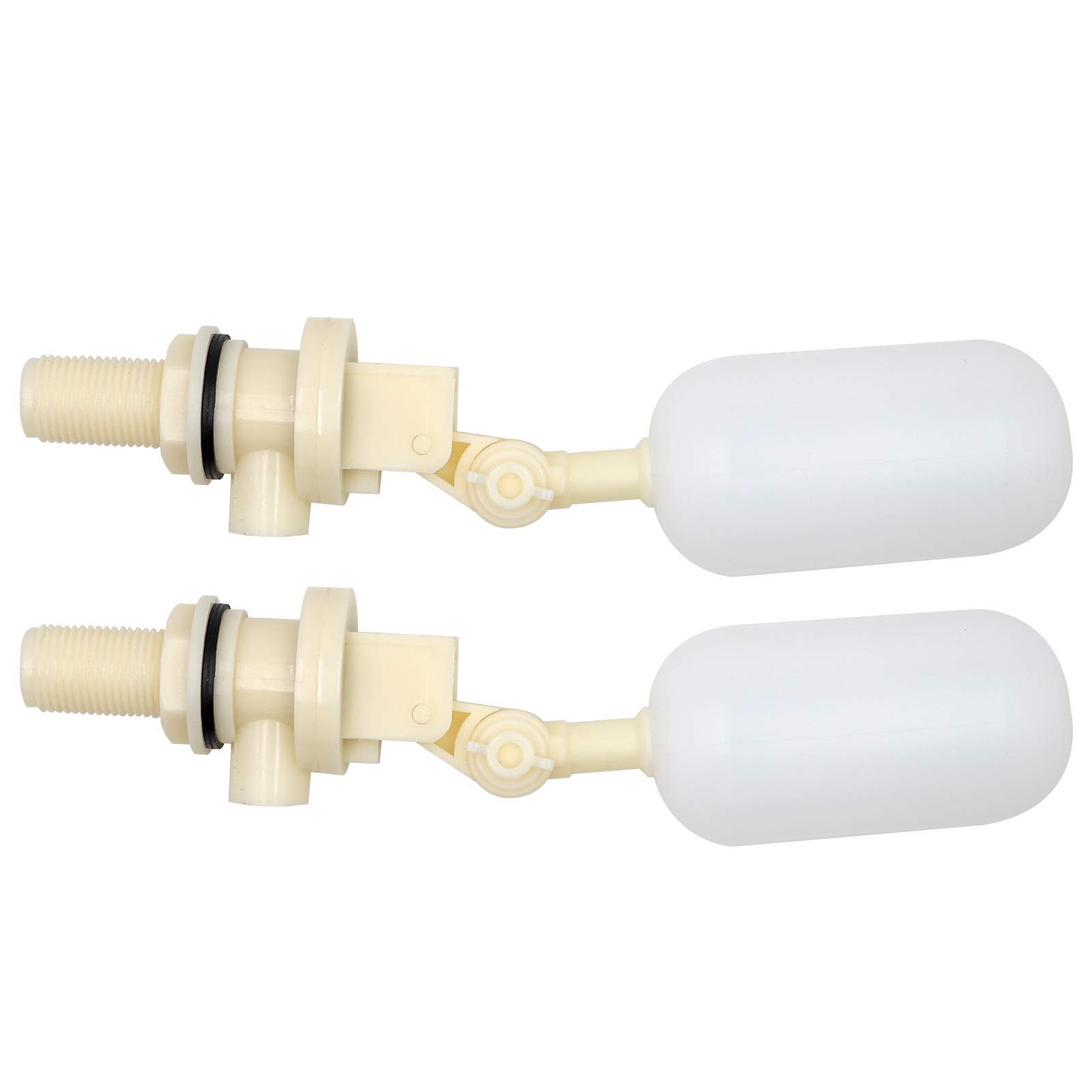 MasXirch 1/2 Inch Mini Plastic Float Ball Valve, Automatic Water Level Control Valve with Adjustable Arm, for Water Tank, Livestock Trough, Aquarium & Pond, Pack of 2