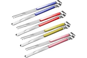 4Pcs Stainless BBQ Tongs Kitchen Tongs BBQ Tongs, Serving Tongs for Cooking, 10 inch Steel Metal Food Pliers with Anti Slip C