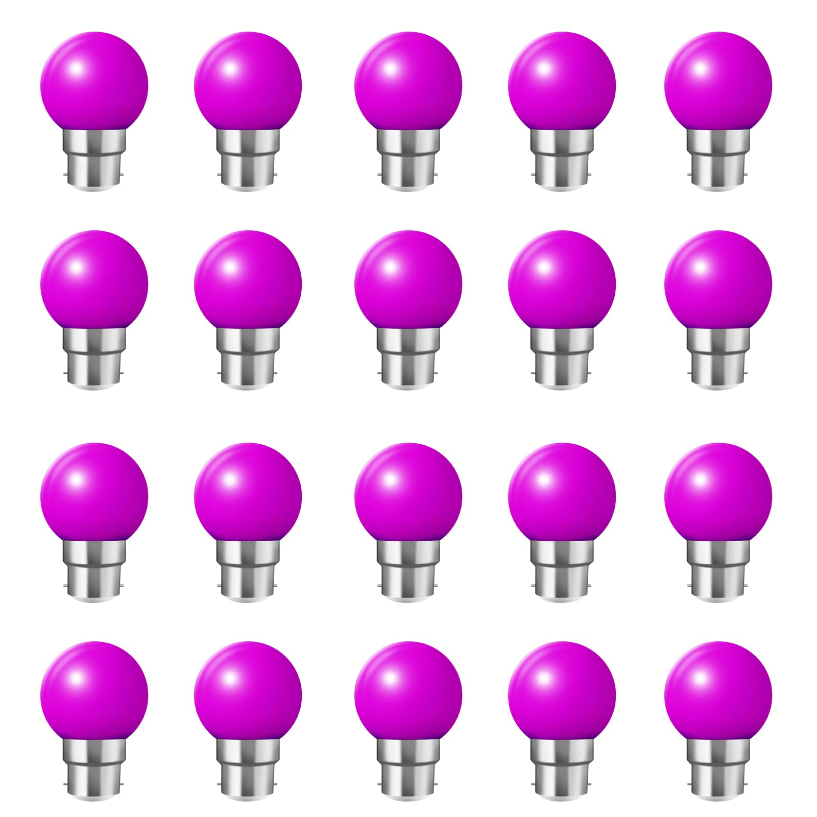 Coloured B22 Bayonet LED Small Golf Ball Bulbs,Fulighture Energy Saving Light Bulbs,2W=20W,for Outdoor Garden Patio,Halloween,Christmas Tree,Fairy Party Night Lights,20 Pack (Purple)