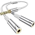 MOSWAG 3.5mm Audio Splitter - 2 Way Stereo Y Cable for iPhone, Samsung, PS4, Switch, Tablets, PC, Laptop, MP3