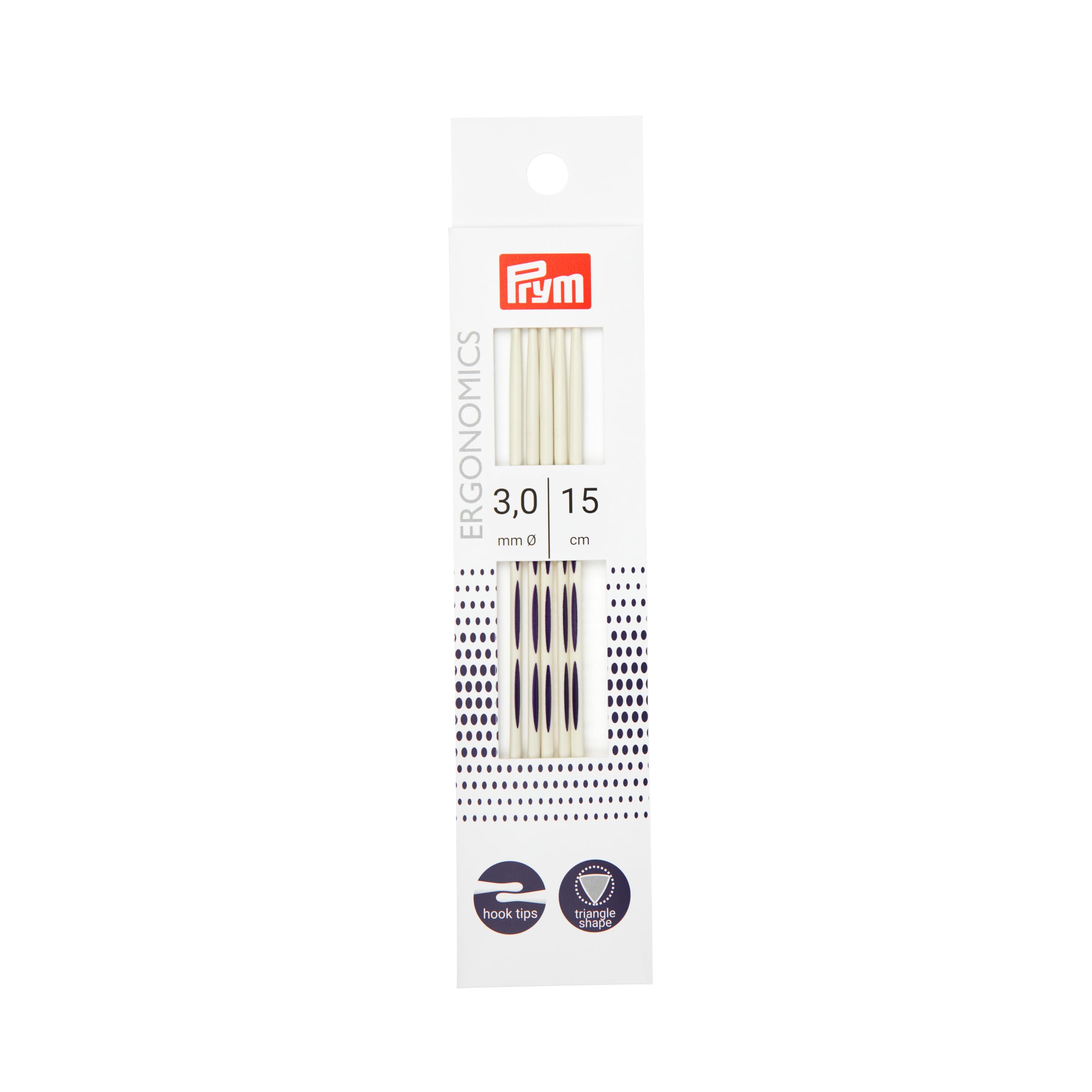 Prym Double-Pointed Knitting pins Ergonomics 15 cm 3.00 mm x 1, White, One Size PRYM_194152-1