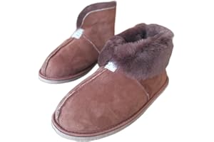 Sheepskin House Slippers for Men | Winter Slipper Boots | Warm House Shoes | Ankle-high Fuzzy Sheep Fur Sleeper (US 8 (men))