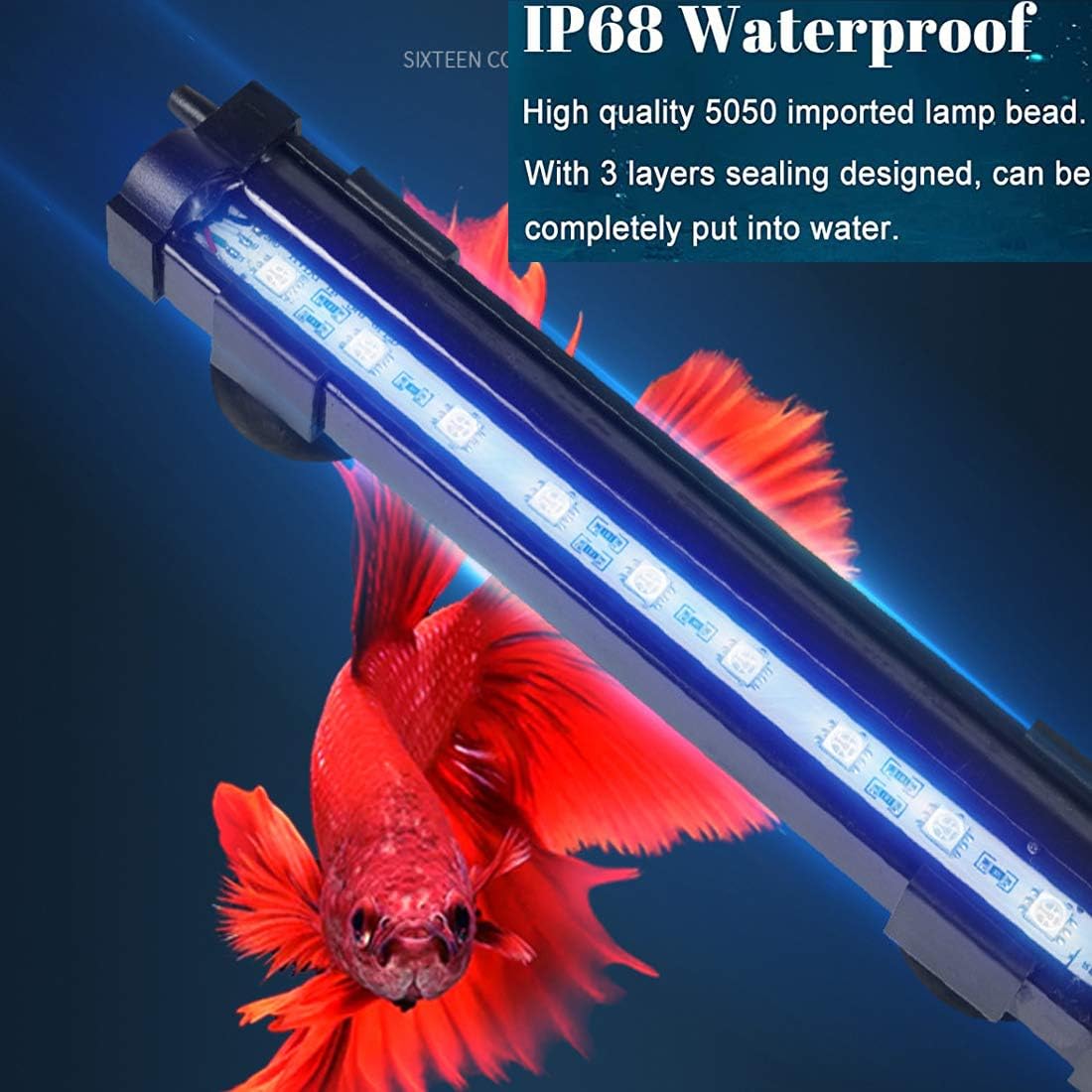 Tank Fish LED RGB Light, Bubble air Aquarium Light Remote)） Tube(with Light Shrimp(7.1inch Betta