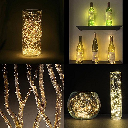 6 Pack Wine Bottles Cork String Lights,Crytech 20Leds Battery Powered Fairy Mini String Lights Decorations for Bedroom Patio Garden Wedding Halloween Christmas Party Warm White (Yellow)