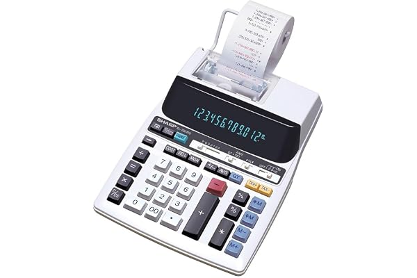 Sharp EL2201RII 12-Digit Printing Calculator with Microban Protection, 2.0 LPS 2-Color Printer, Large Fluorescent Display, Id