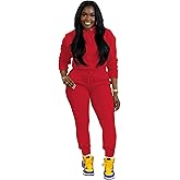 TOPSRANI Womens Two Piece Outfits Bodycon Tracksuit Sweatsuits Hoodie Solid Jogger Biker Workout Lounge Long Sleeve Pant Sets