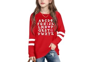 Ithalt Kids Valentine Shirt Girls Valentines Day Shirts Cute Heart Grpahic Long Sleeve Tee Tops 4-12y
