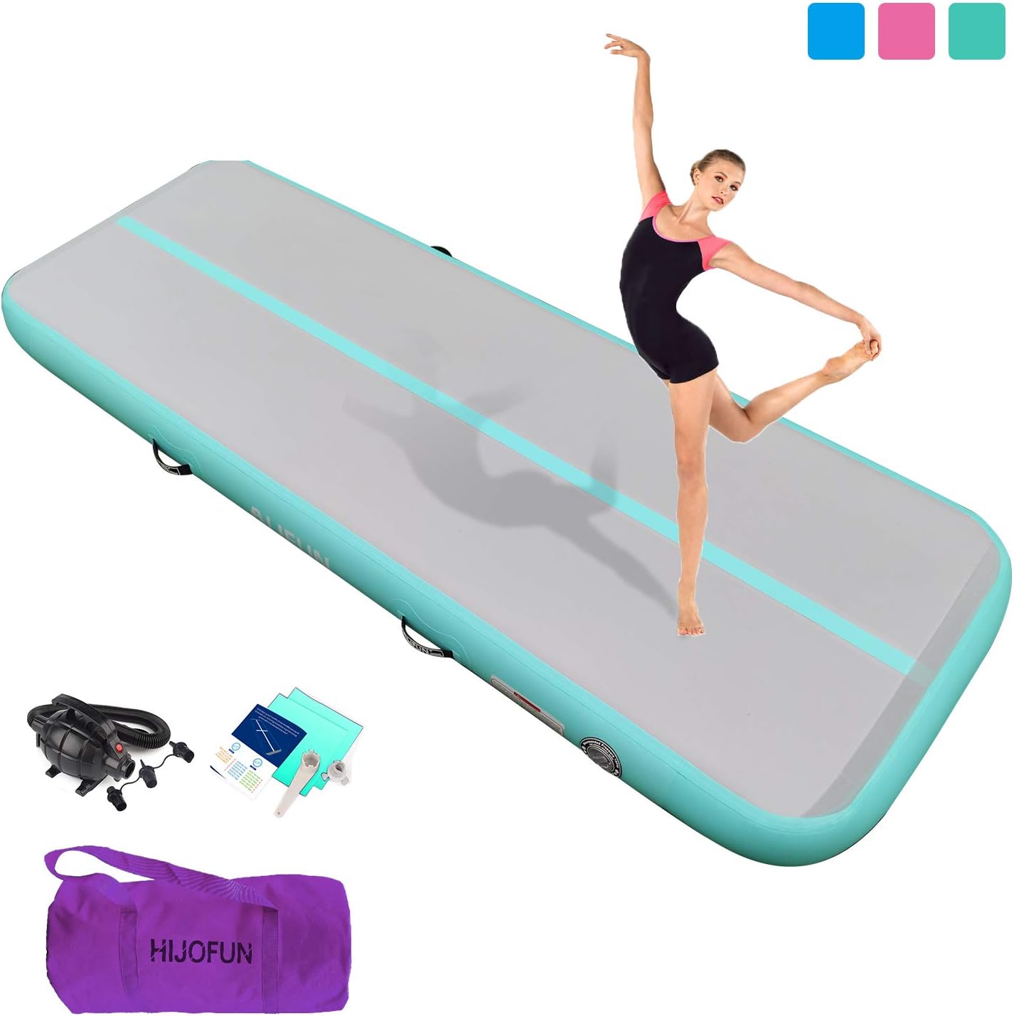 HIJOFUN Premium Air Track 10ft 13ft 16ft 20ft Airtrack Gymnastics Tumbling Mat Inflatable Tumble Track with Electric Air Pump for Home Use/Gym/Yoga/Training/Cheerleading/Outdoor/Beach/Park : Sports & Outdoors