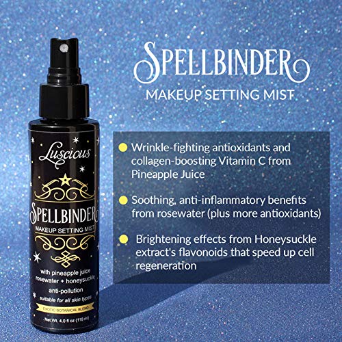 Spellbinder Makeup Setting Spray by Luscious Cosmetics - Made with Real Pineapple Juice, Rosewater, and Honeysuckle - Long Lasting Setting Spray Makeup - (4 fl oz / 118 ml)