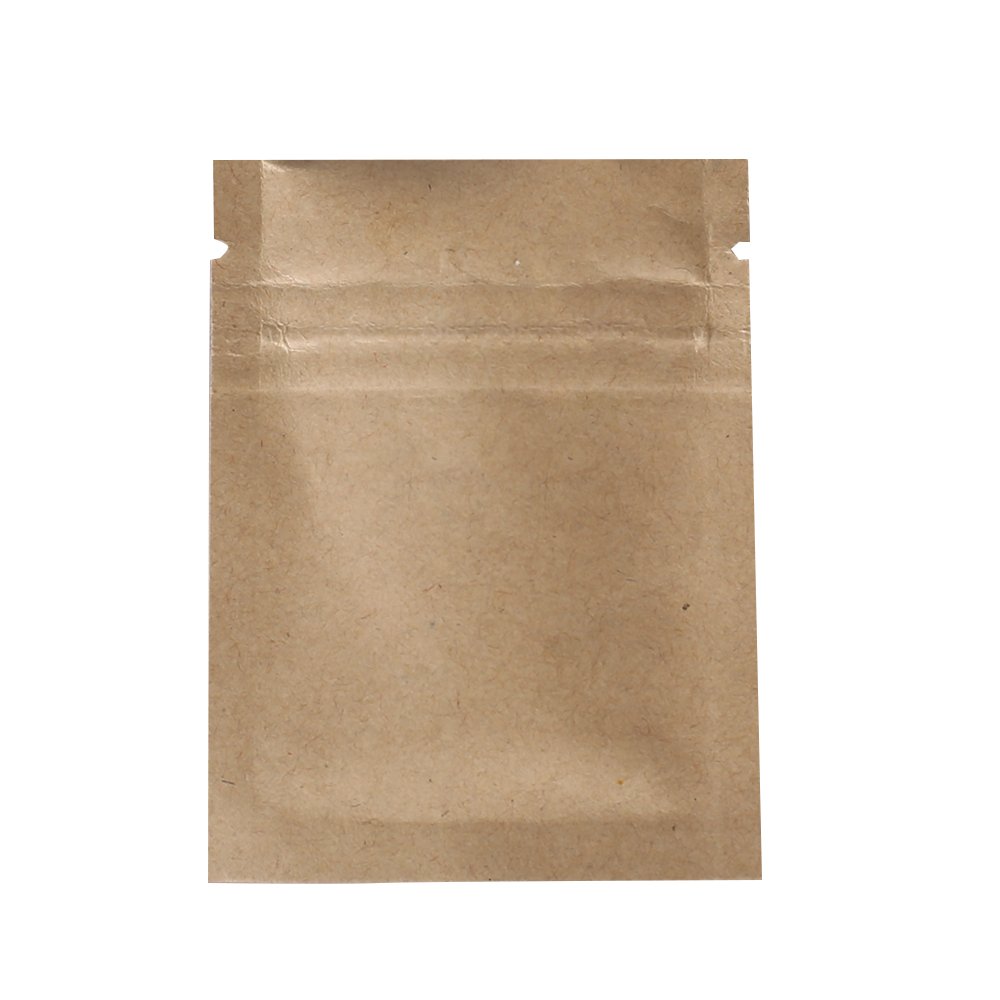 100/Pack Flat-Style Kraft Paper/Foil Zip Top