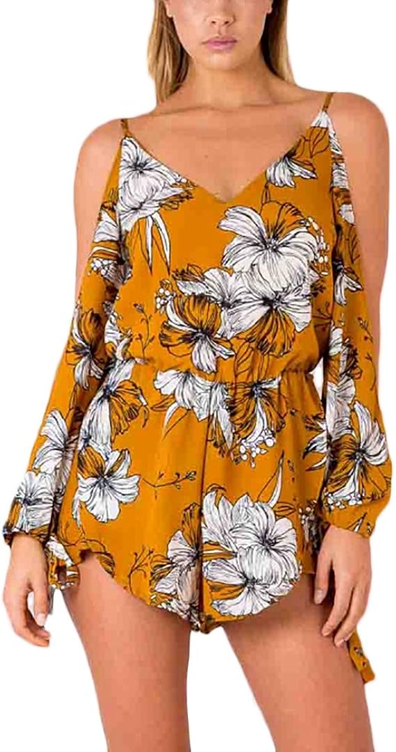 Jumpsuit Damen Elegant Kurz Sommer Schulterfrei Rückenfrei VAusschnitt