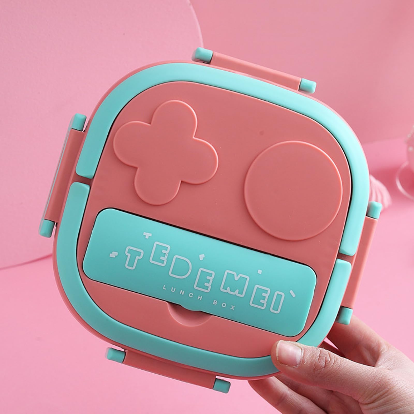 kyaoayo Lunch Box, Bento Box, Lunch Box with Compartments, Stainless Steel Lunch Box, Heatable Lunch Box, Children's Lunch Box for Children, Garden, School, Picnic, Excursion. (Triple Lunch Box, Pink)