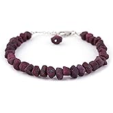 CRYSTALIS Natural Ruby Adjustable Raw Stone Bracelet, High Grade Rough Gemstones, Chakra Healing Crystals, 925 Sterling Silver Womens Bracelet Jewelry 8 inch