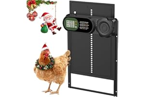Budsom Automatic Chicken Coop Door Battery Powered, LCD Display Large Aluminum Auto Chicken Coop Opener with Anti-Pinch Sensor, Smart Timer & Waterproof for Hens, Ducks, Geese Poultry