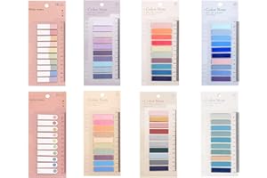 UMBWORLD Index Tabs with Ruler, 8 Pack 1600 Pieces Sticky Note Page Labels, Writable Repositionable File Flags Morandi Pages Markers Label for Reading Notes, Notebook, Books, Papers (Colorful D)
