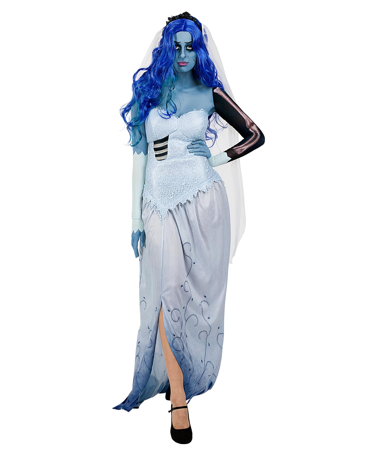 Funidelia Official Corpse Bride Costume for Women, Includes dress, tiara with veil, sleeve and arm warmers - Costume for adults for parties, Carnival and Halloween - Size L