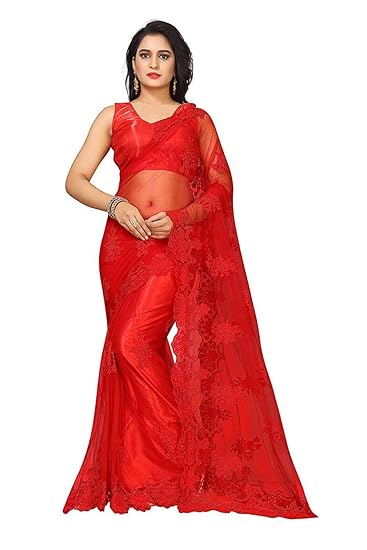 amazon red colour sarees