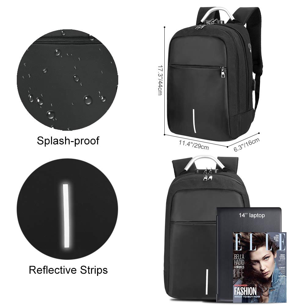 Vbiger Zaino Porta PC Zaino Per PC Antifurto da 14 pollici